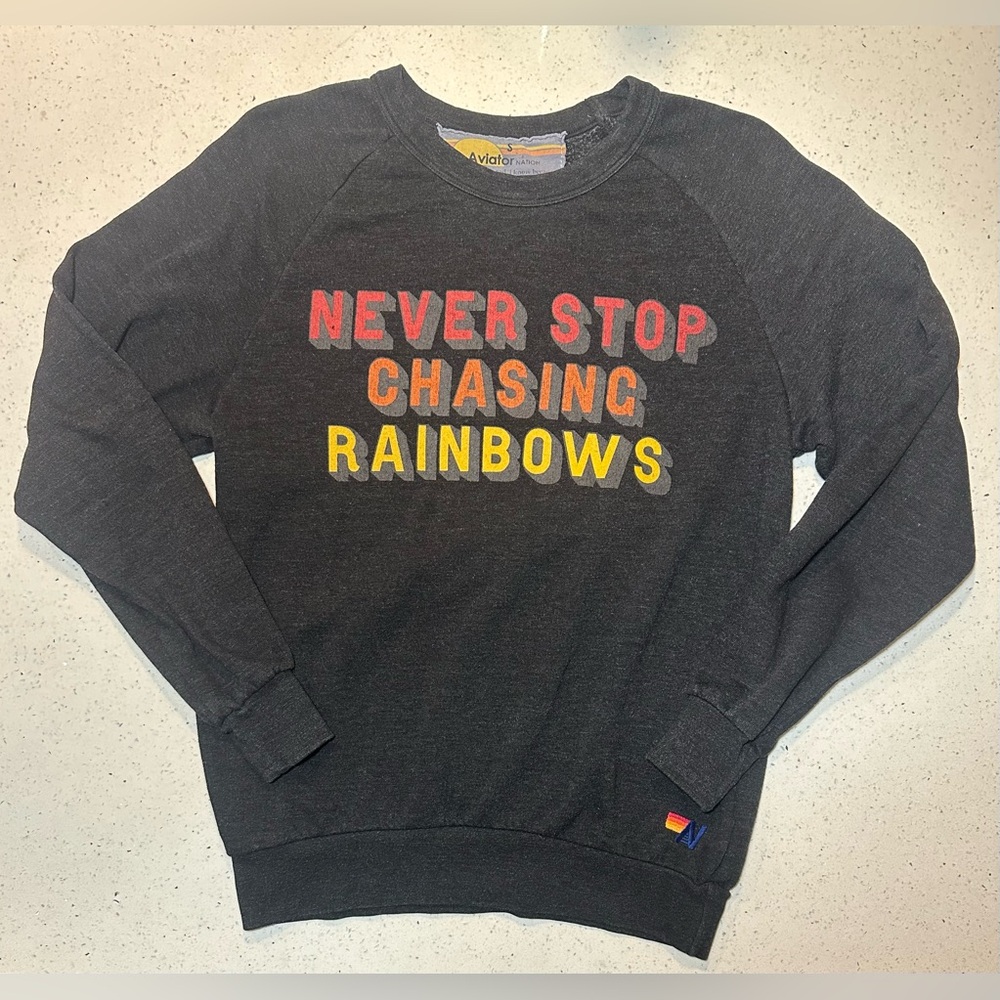 Aviator Nation EUC NEVER STOP CHASING RAINBOWS CREW SWEATSHIRT - Picture 1 of 14